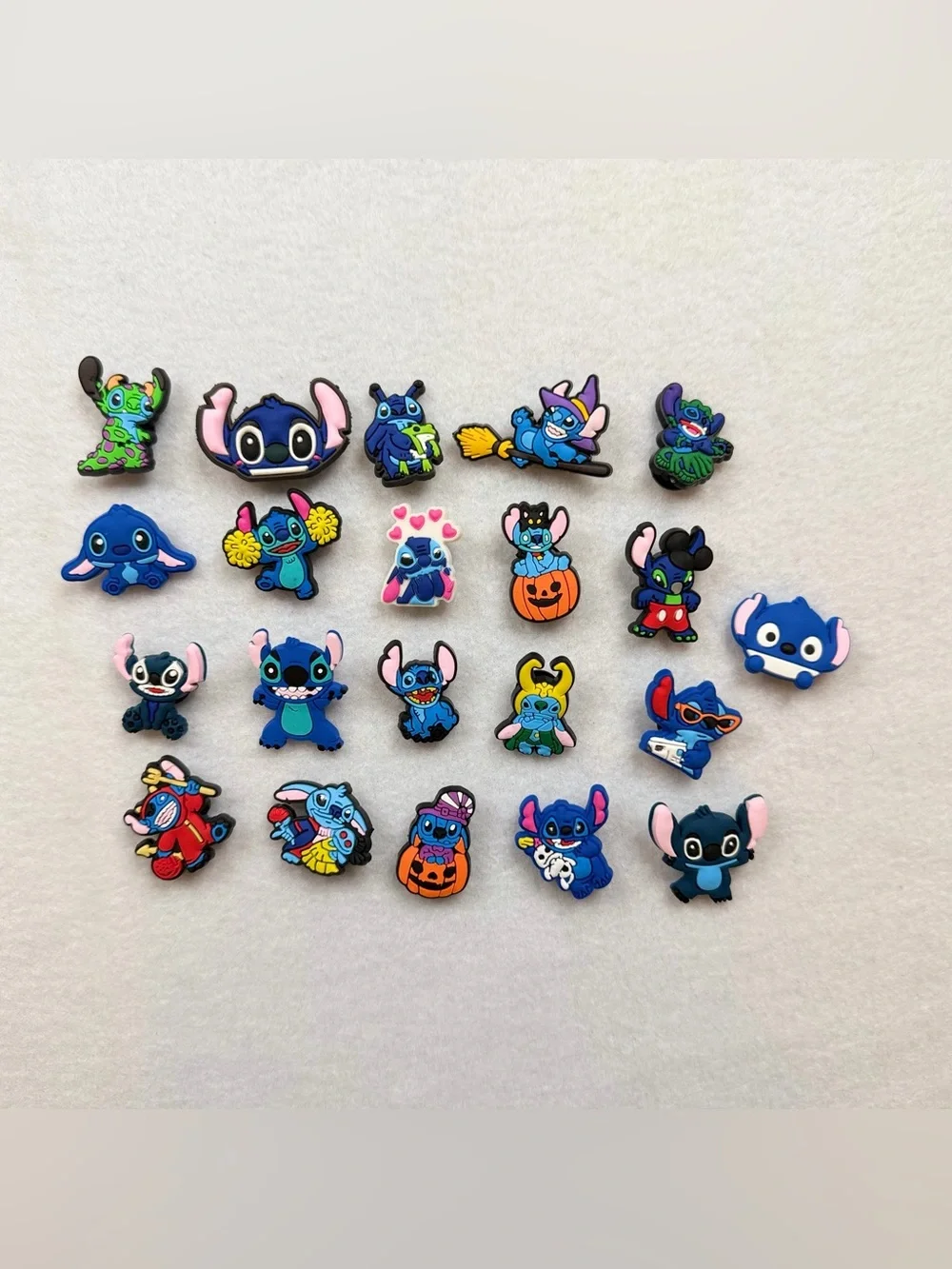 21pc Lilo and Stitch Shoe Charms Set for Clogs PVC Cartoon Accessories Blue